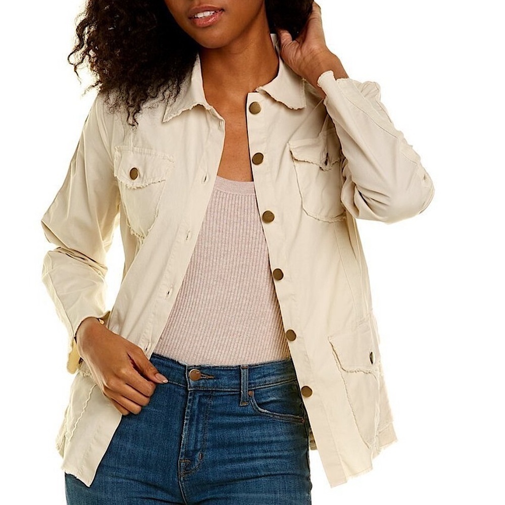 XCVI Wearables Raw Edge Poplin Lightweight Safari Jacket Ginger Root Small